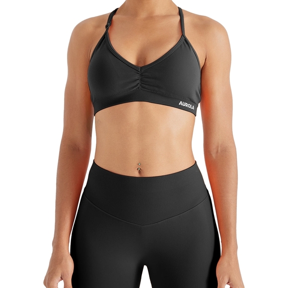 Aurora Black Strappy Sports Bra Chocolate NWOT - Picture 2 of 3